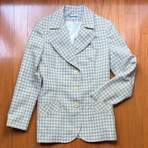 Vintage 60’s John Meyer Cream Plaid Blazer with Subtle Green Check